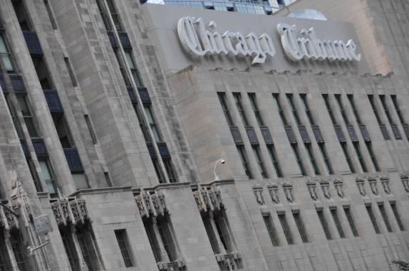 Sede do principal jornal de Chicago, Illinois, nos Estados Unidos